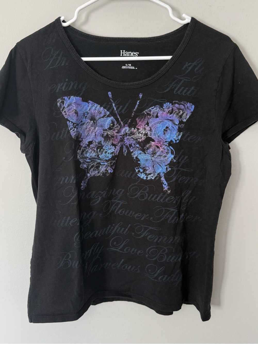Hanes Floral Butterfly Graphic Baby Tee
